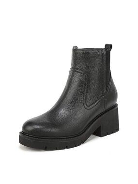 Juni Water Repellent Leather Ankle Booties with Lug Sole